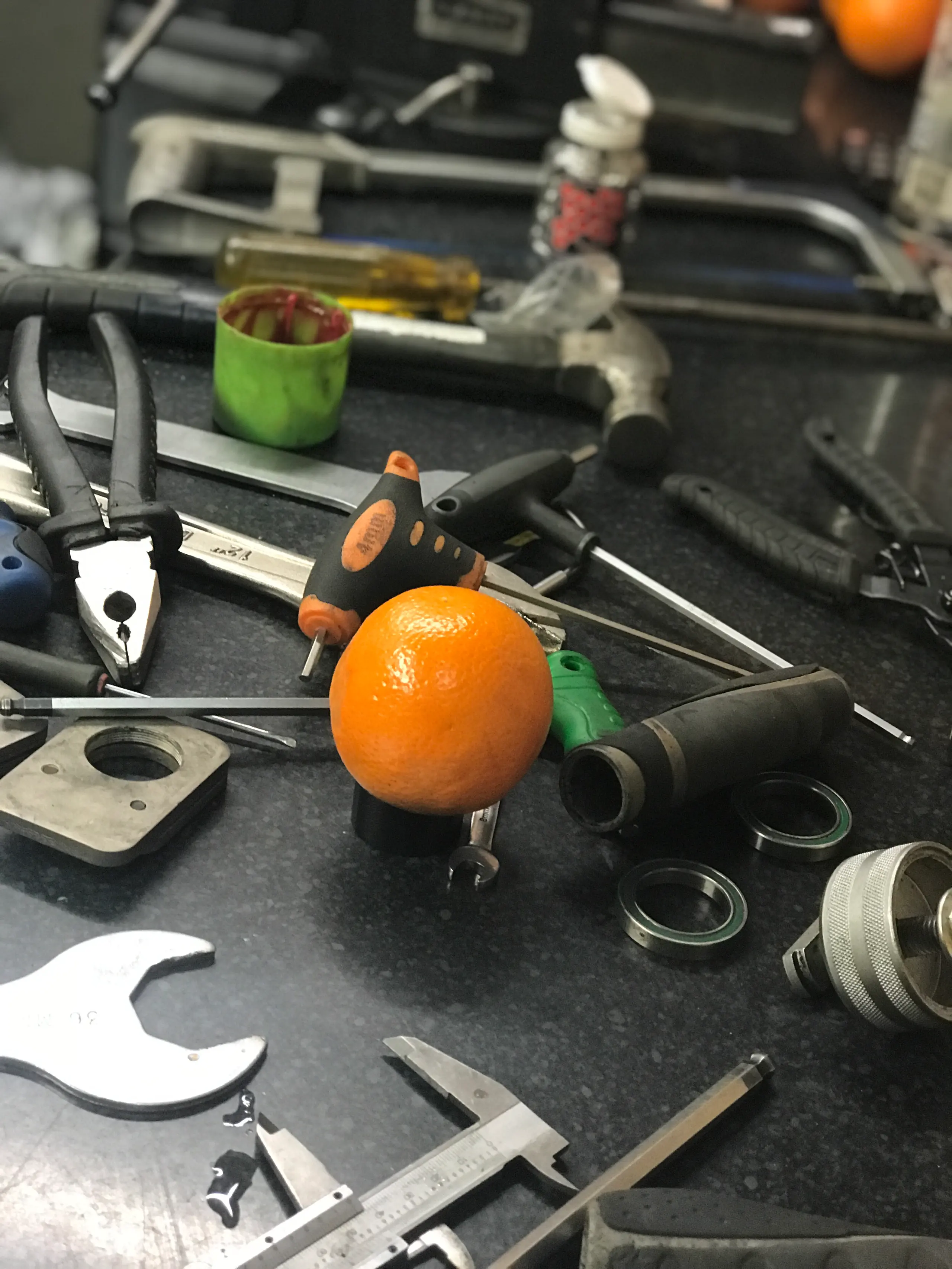 Workshop tools on the bench